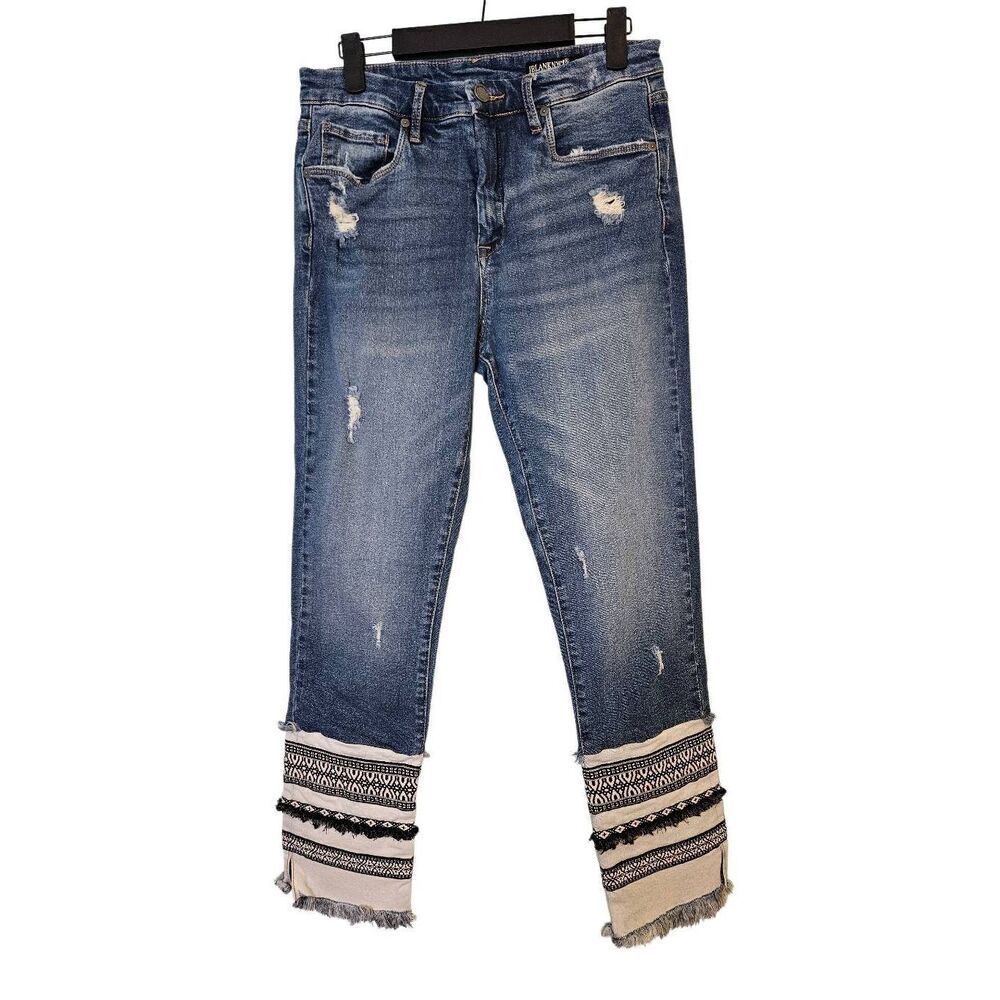 Blank NYC  high rise tapered leg cropped distressed jeans. Size 29.